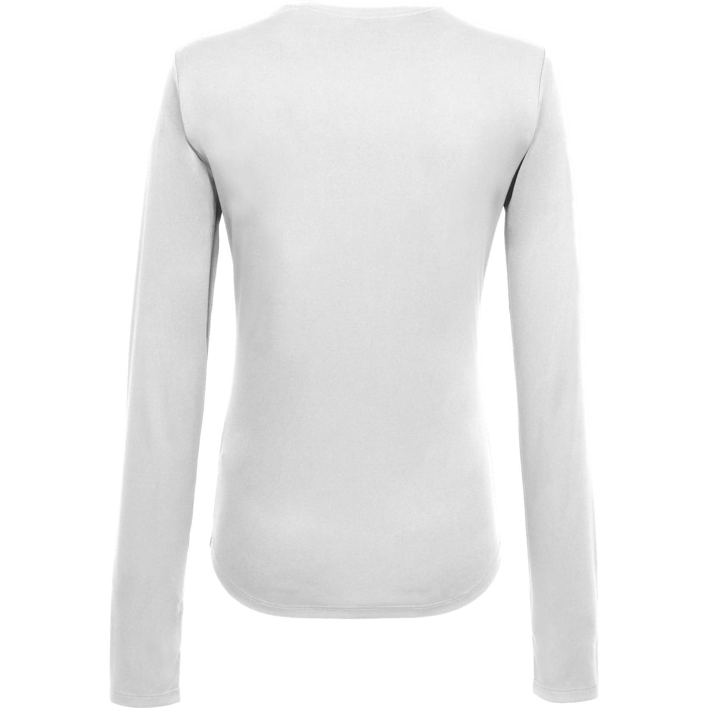 Rear View of White DARA LS Tech Tee - Women's plain