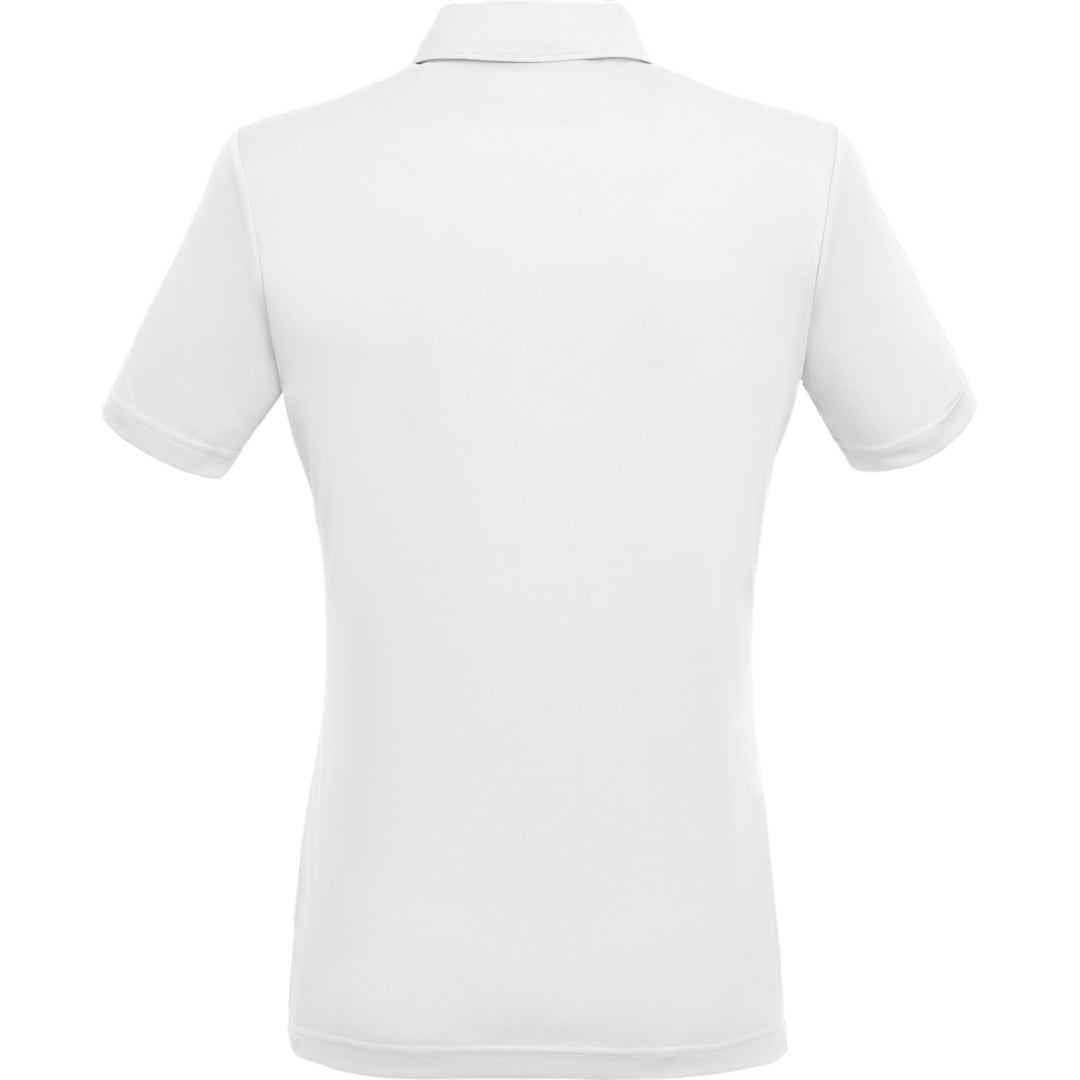 Rear View of White DARA SS Polo - Women's plain