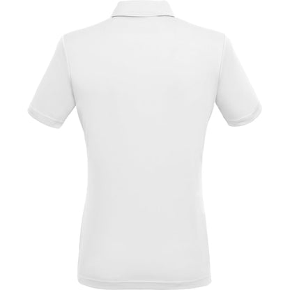 Rear View of White DARA SS Polo - Women's plain