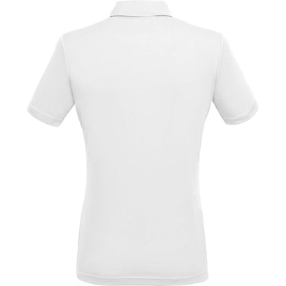 Rear View of White DARA SS Polo - Women's plain