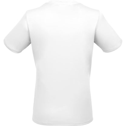 Rear View of White DARA SS Tech Tee - Women's plain