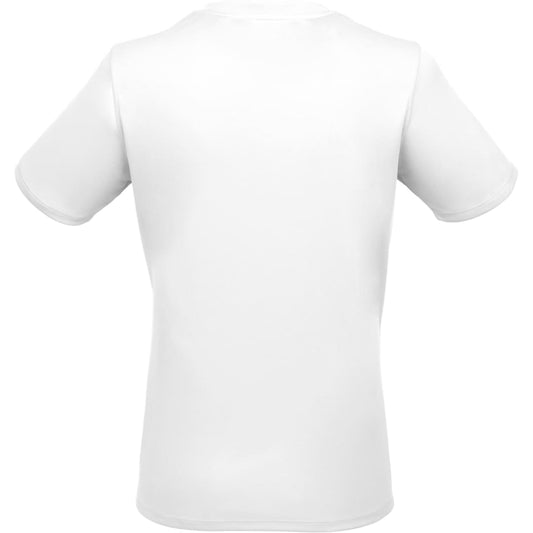 Rear View of White DARA SS Tech Tee - Women's plain
