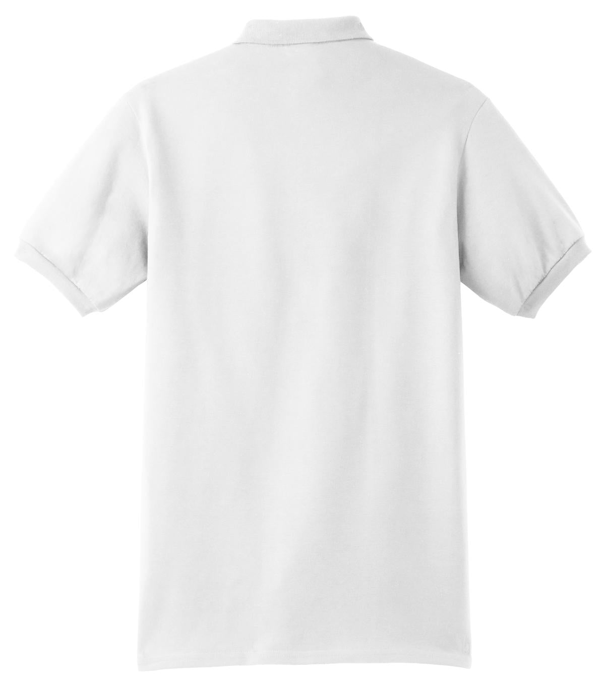 Rear View of White Hanes EcoSmart - 5.2-Ounce Jersey Knit Sport Shirt 054X