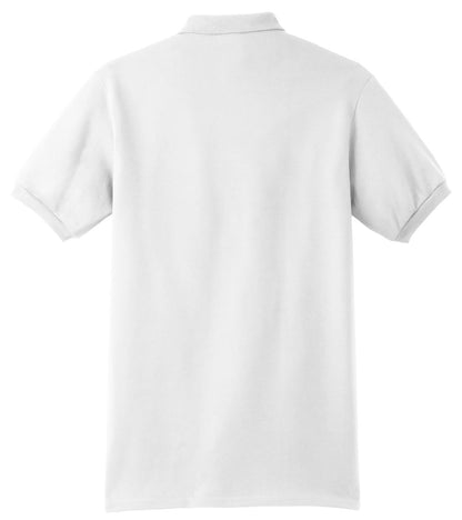 Rear View of White Hanes EcoSmart - 5.2-Ounce Jersey Knit Sport Shirt 054X