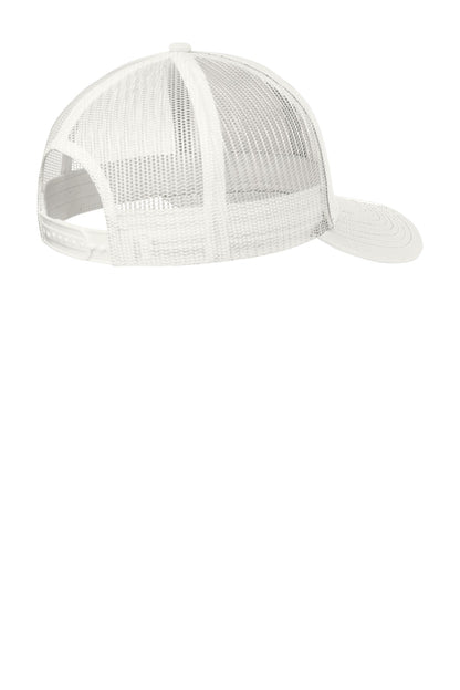Rear View of White Port Authority Snapback Trucker Cap. C112
