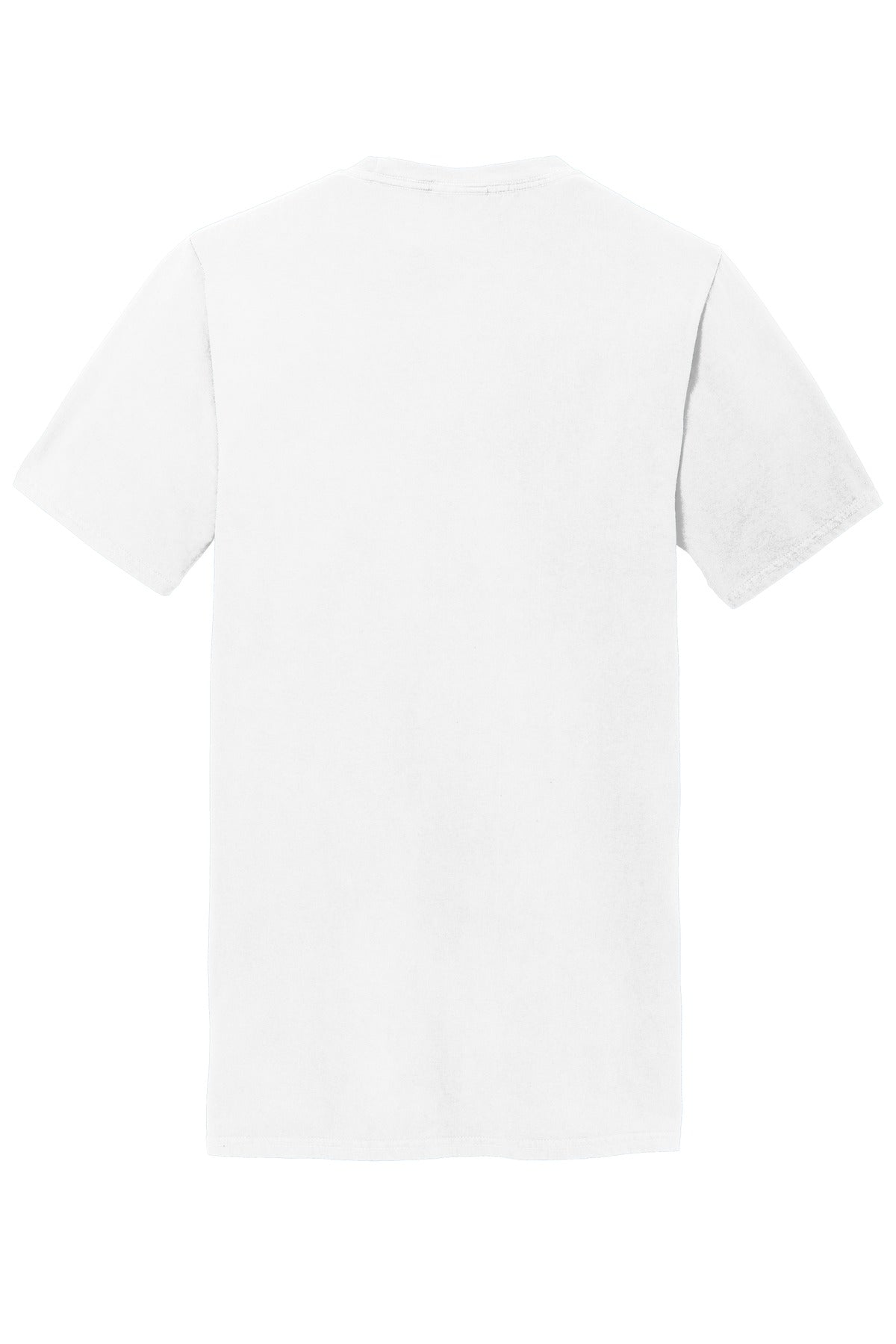 Rear View of White Port & Company Beach Wash Garment-Dyed Pocket Tee. PC099P