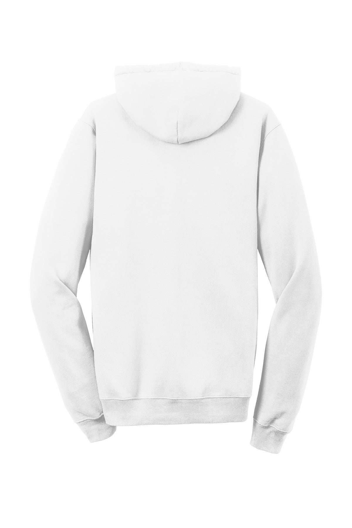 Rear View of White Port & Company Beach Wash Garment-Dyed Pullover Hooded Sweatshirt. PC098H