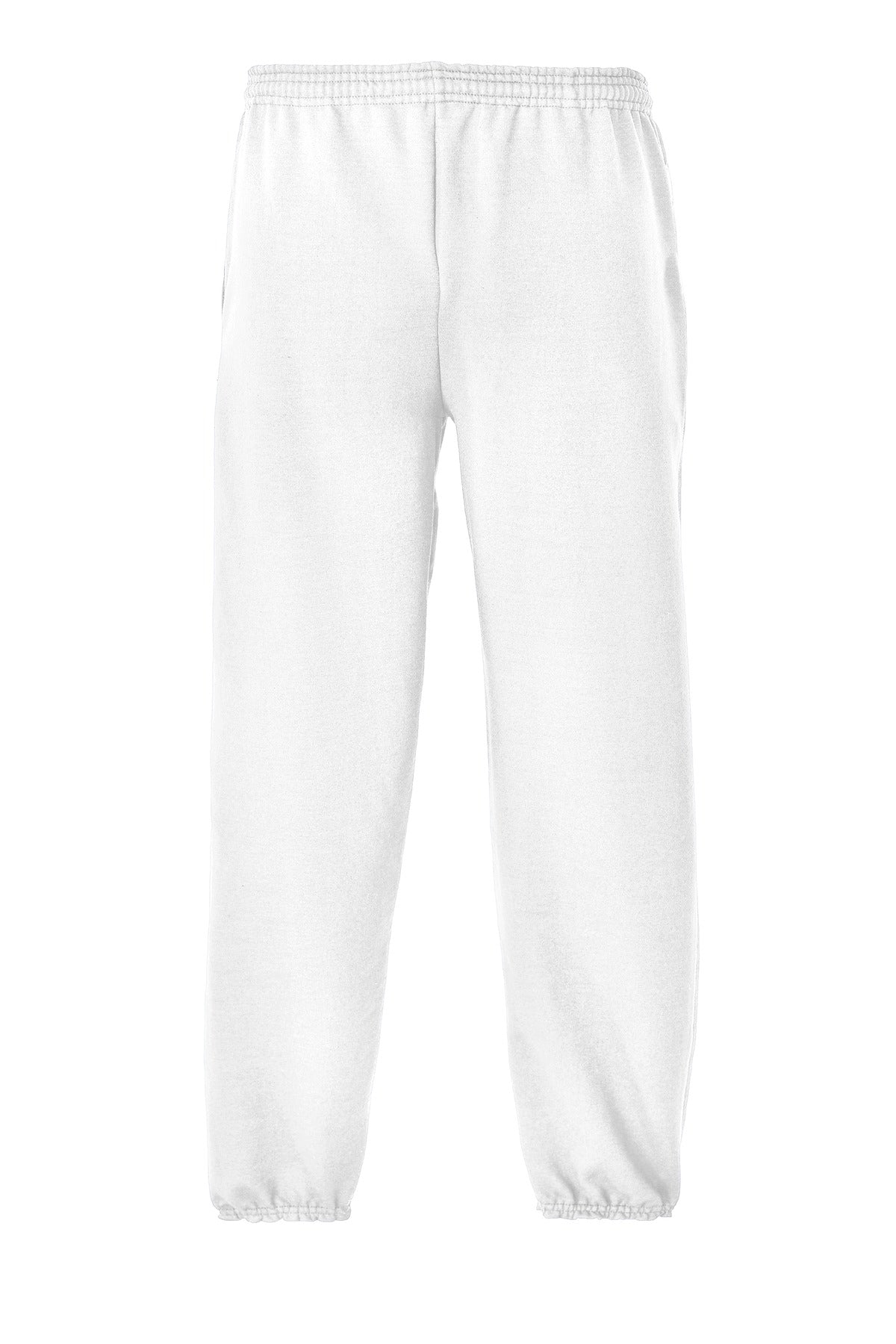 Rear View of White Port & Company - Essential Fleece Sweatpant with Pockets. PC90P