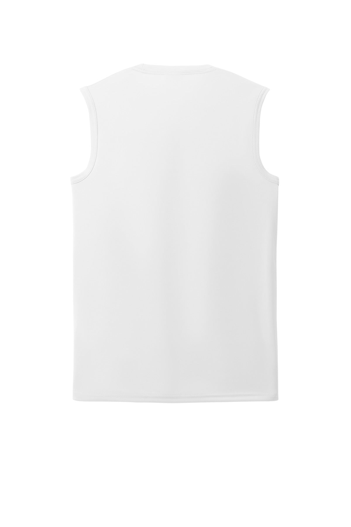 Rear View of White Port & Company Performance Sleeveless Tee PC380SL