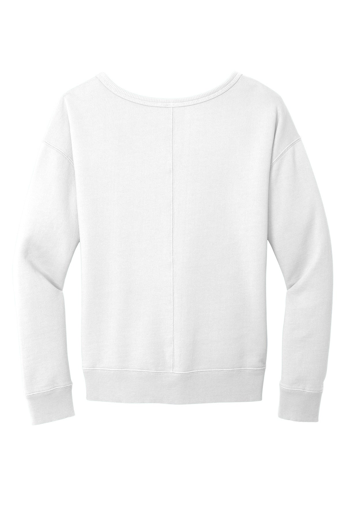 Rear View of White Port & Company Women's Beach Wash Garment-Dyed V-Neck Sweatshirt LPC098V