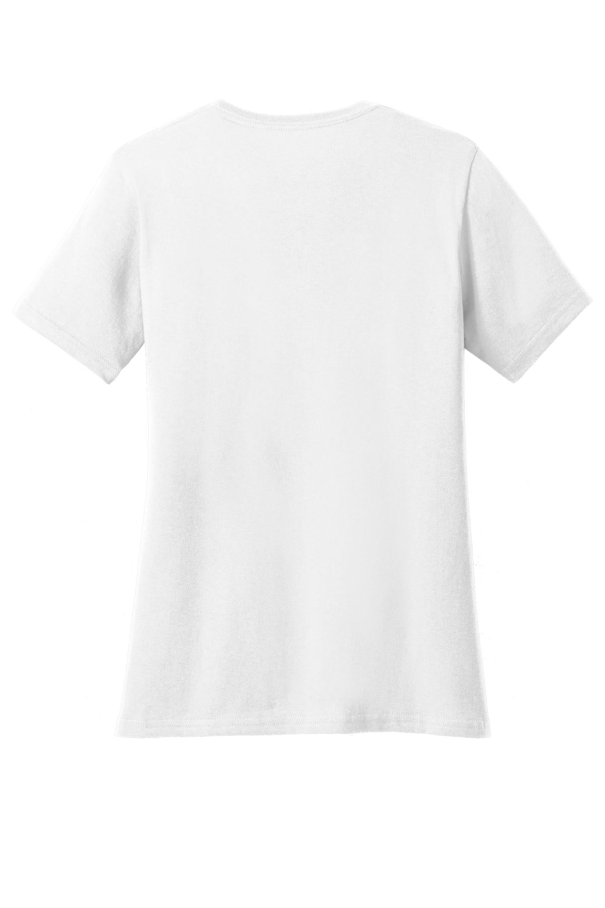 Rear View of White Port & Company Women's Core Blend Tee. LPC55