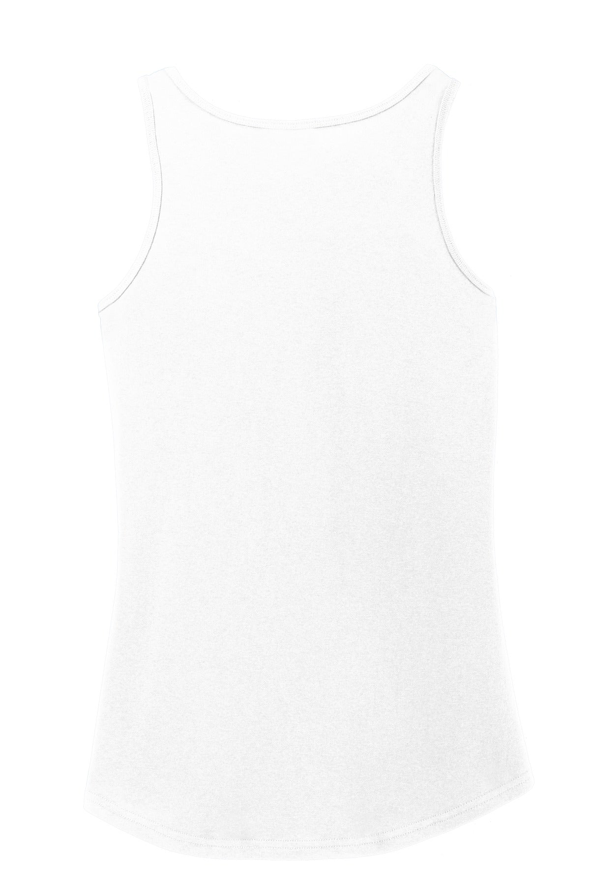 Rear View of White Port & Company Women's Core Cotton Tank Top. LPC54TT