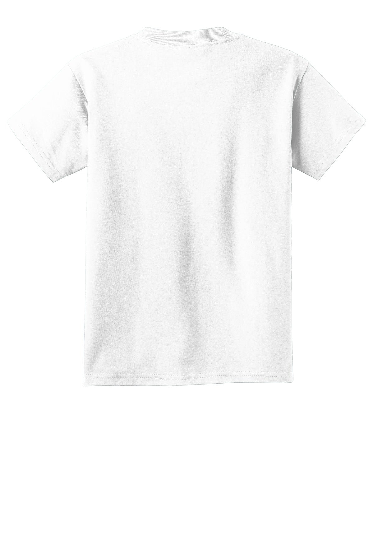 Rear View of White Port & Company Youth Beach Wash Garment-Dyed Tee. PC099Y