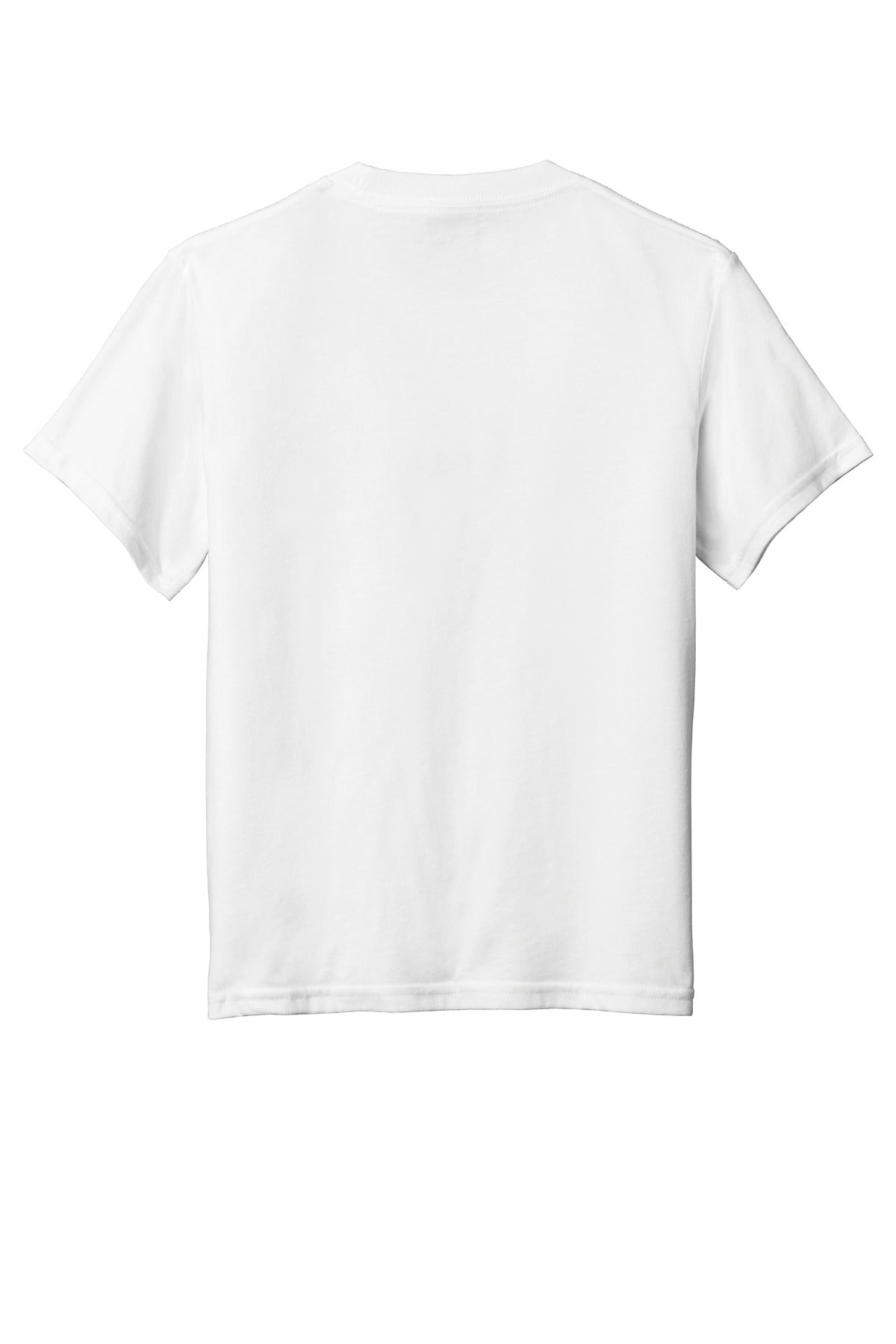 Rear View of White Port & Company Youth Fan Favorite Blend Tee. PC455Y