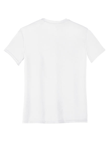 Rear View of White Port & Company Youth Performance Tee. PC380Y
