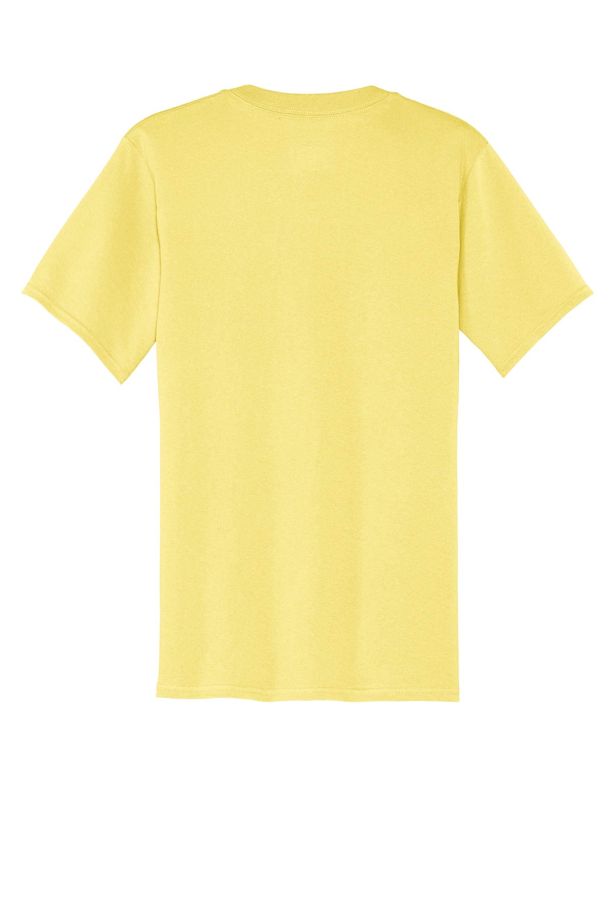 Rear View of Yellow Port & Company Core Cotton Pocket Tee. PC54P