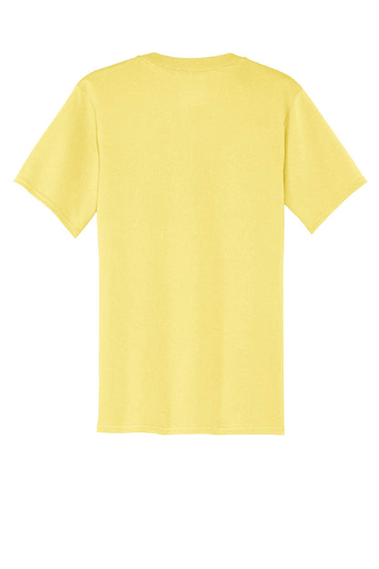 Rear View of Yellow Port & Company Core Cotton Pocket Tee. PC54P