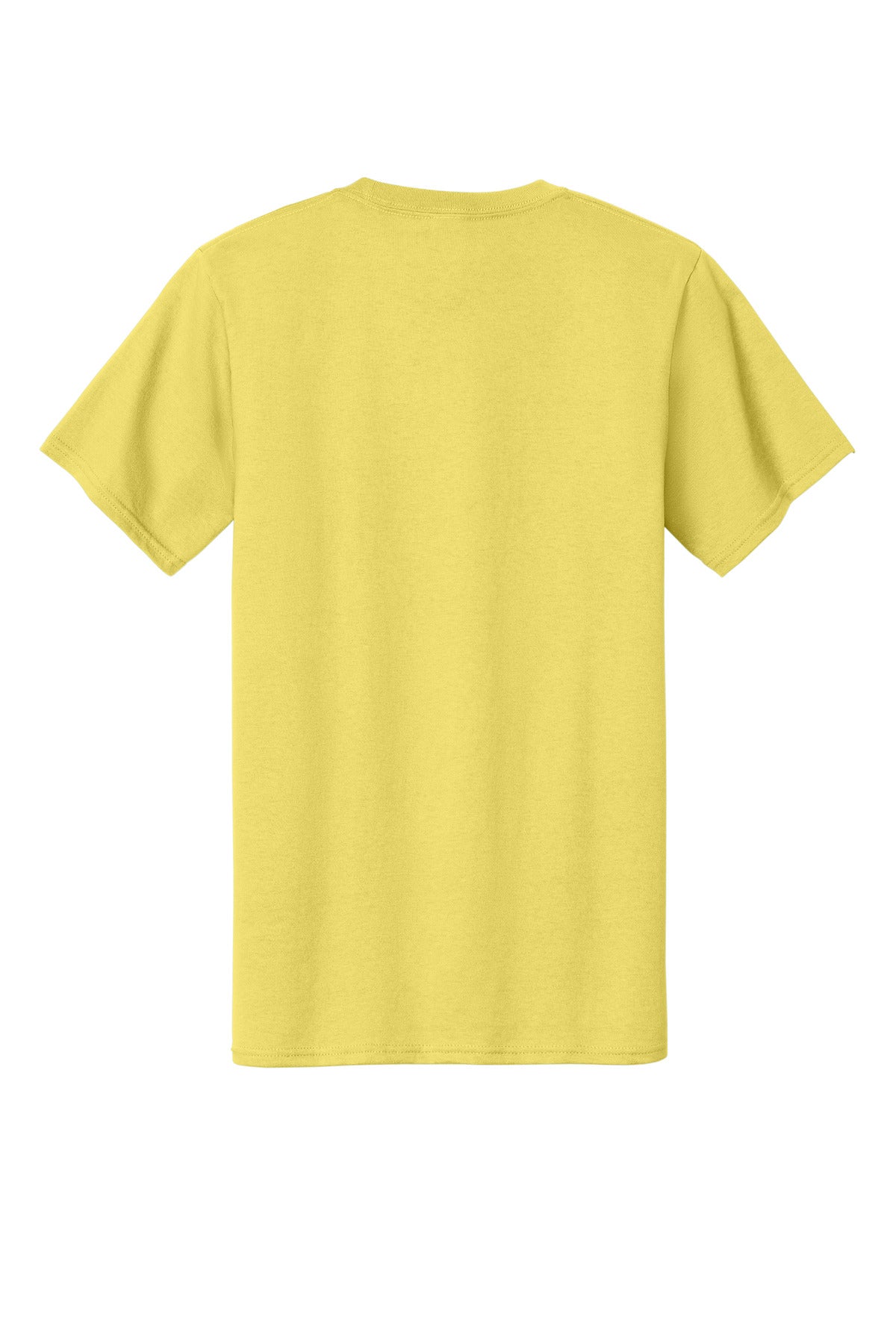 Rear View of Yellow Port & Company Tall Essential Tee. PC61T