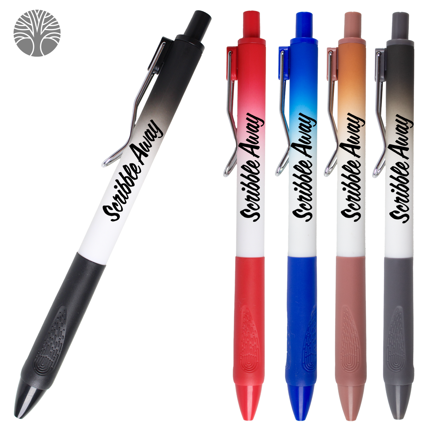 Black Recycled Ombre Pen with a Rubber Grip & Metal Clip