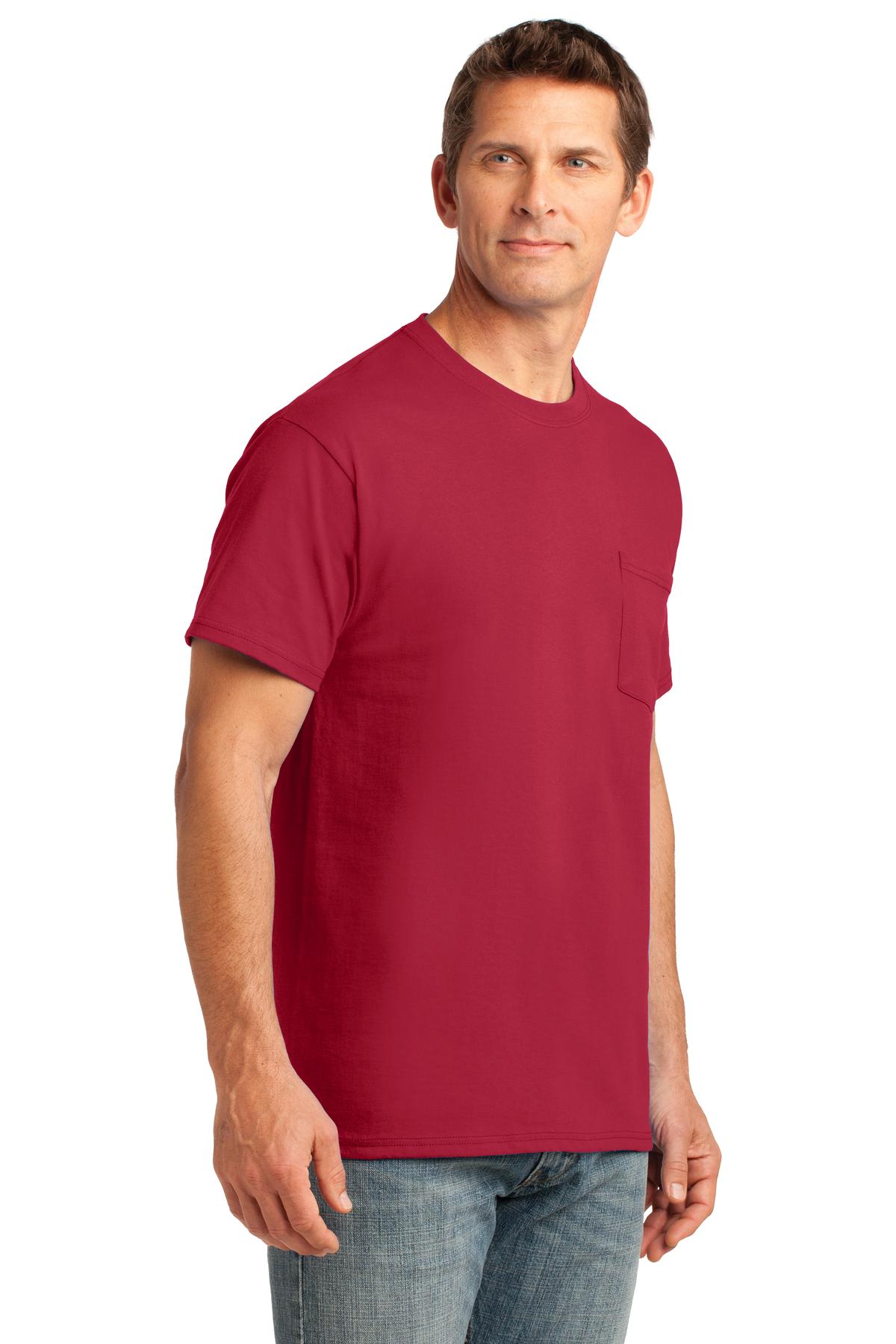Red Port & Company Core Cotton Pocket Tee. PC54P