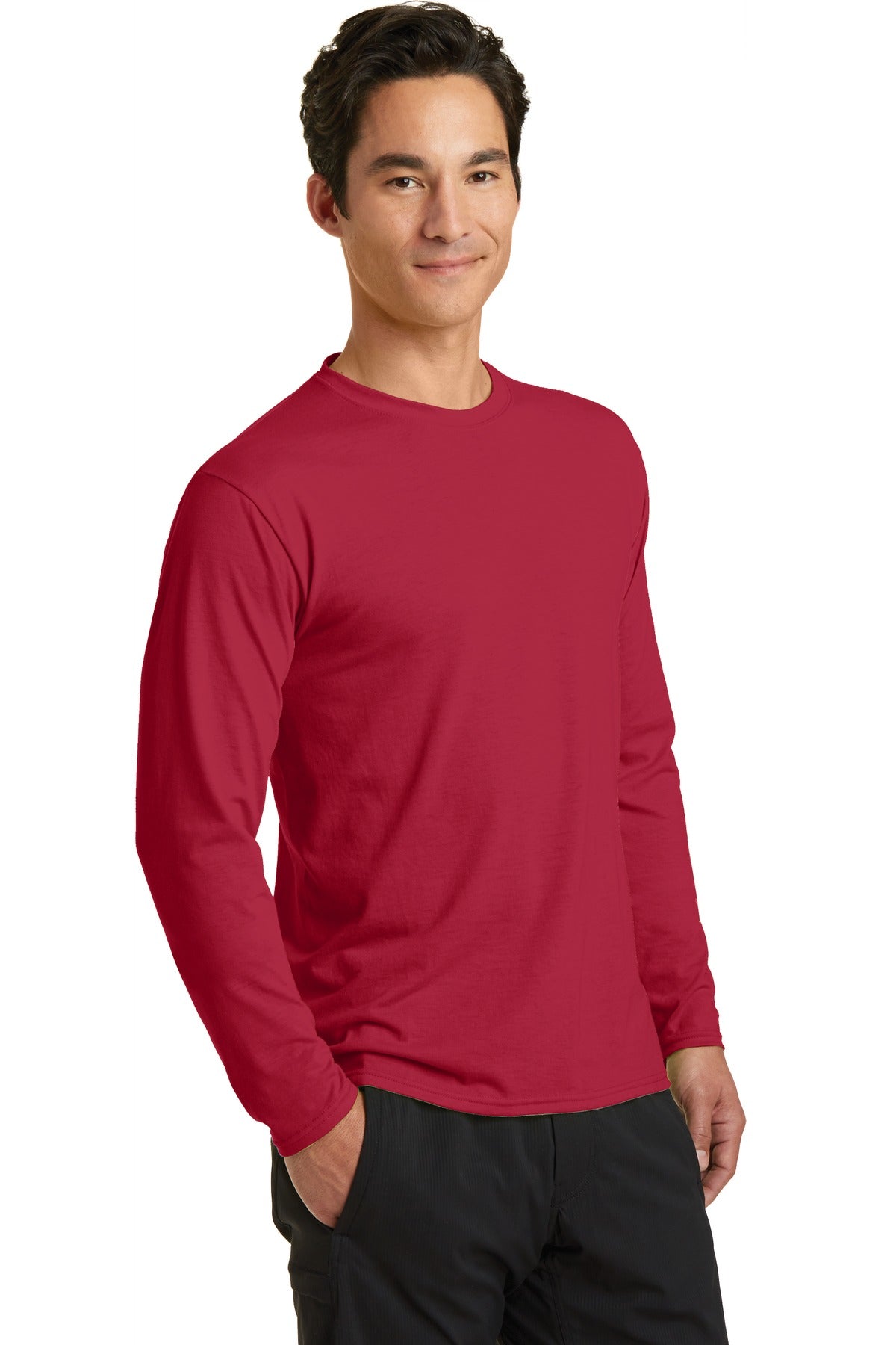 Red Port & Company Long Sleeve Performance Blend Tee. PC381LS