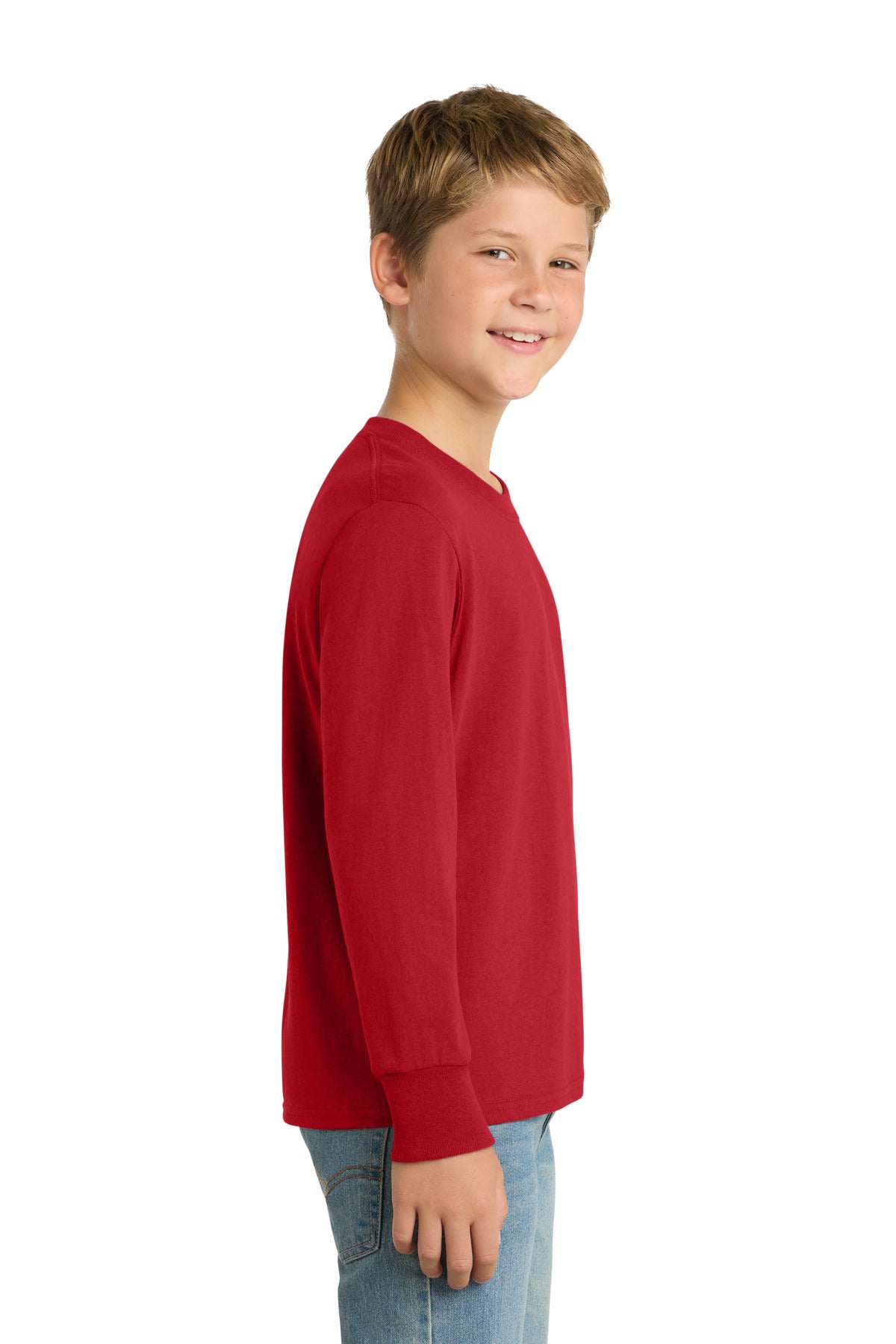 Red Port & Company Youth Long Sleeve Core Cotton Tee. PC54YLS
