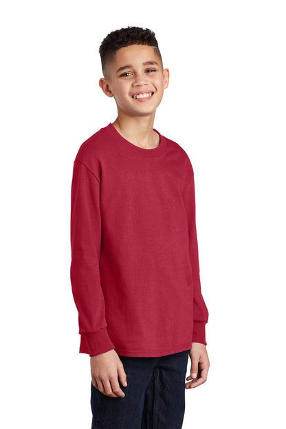 Red Port & Company Youth Long Sleeve Core Cotton Tee. PC54YLS
