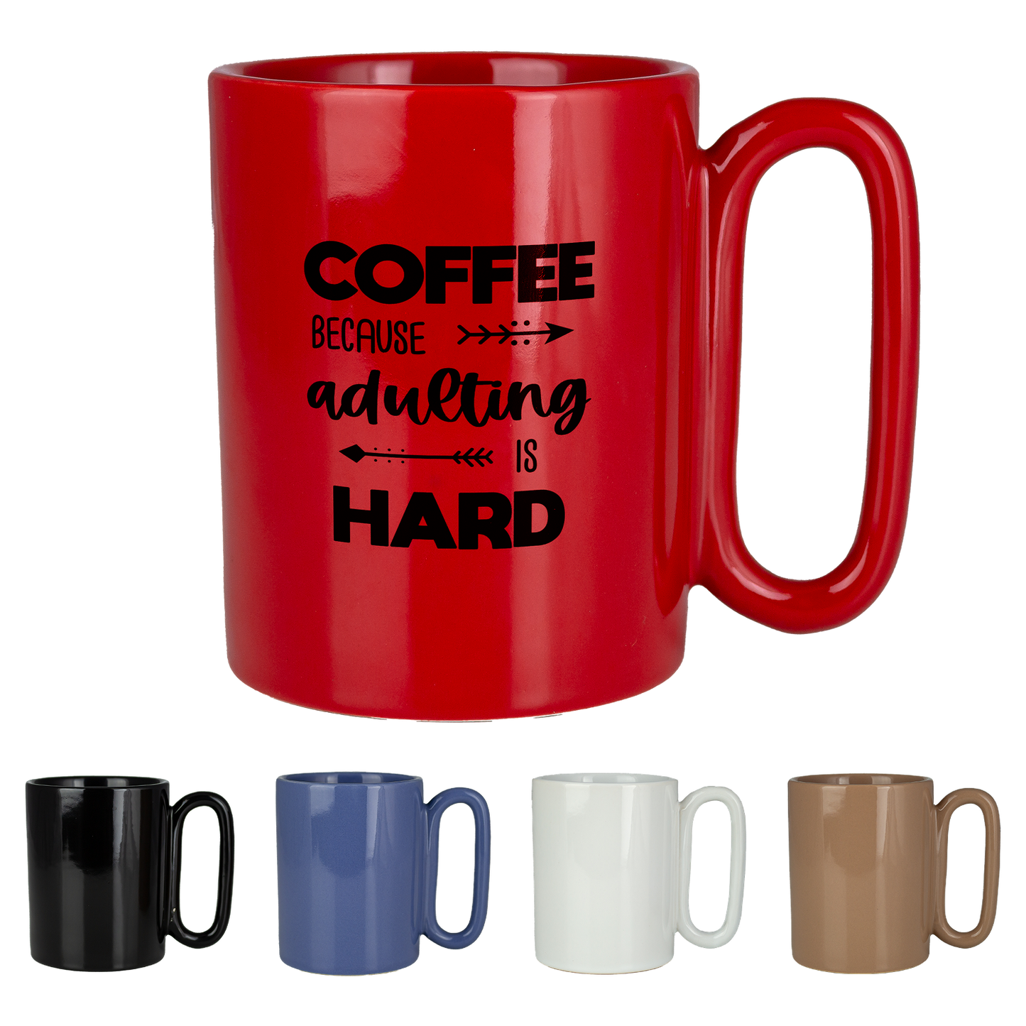 Black Retro 11 Oz Ceramic Mug With Large Handle