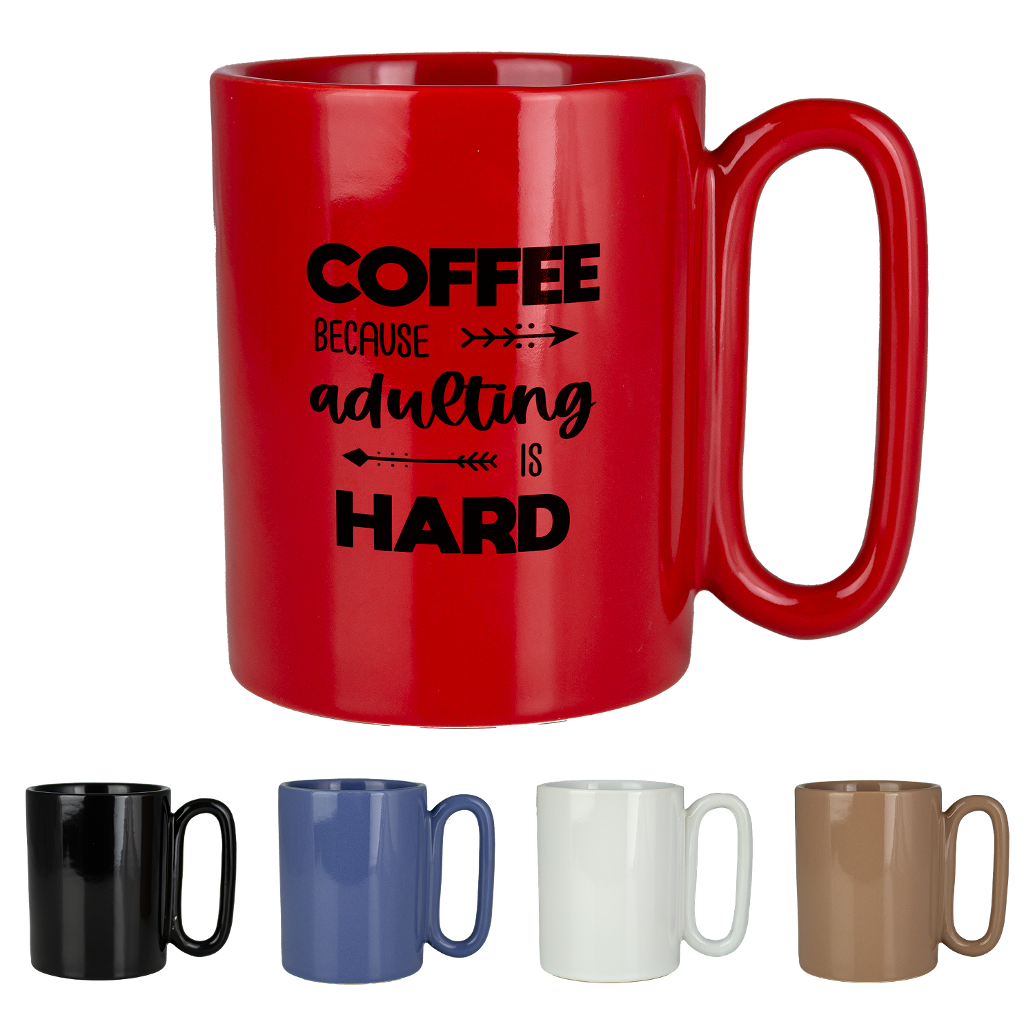 Black Retro 11 Oz Ceramic Mug With Large Handle