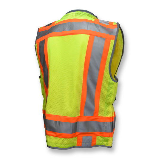 SV55 Class 2 Heavy Woven Two Tone Woven/Mesh Engineer Vest - Green - Size 2X