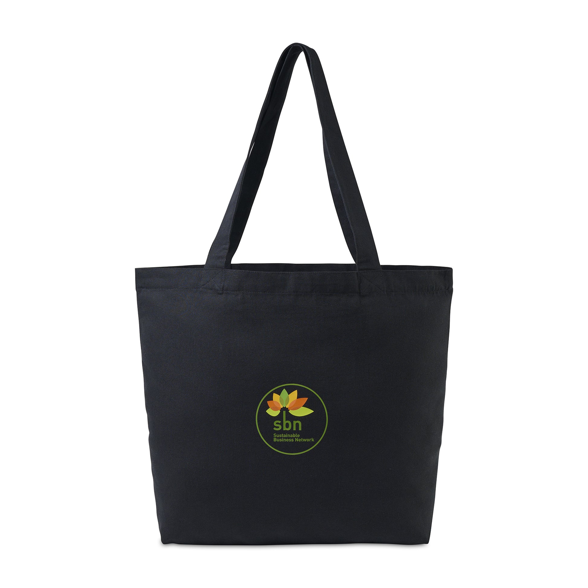 Black AWARE™ Recycled Cotton Shopper Tote with Interior Zip Pocket