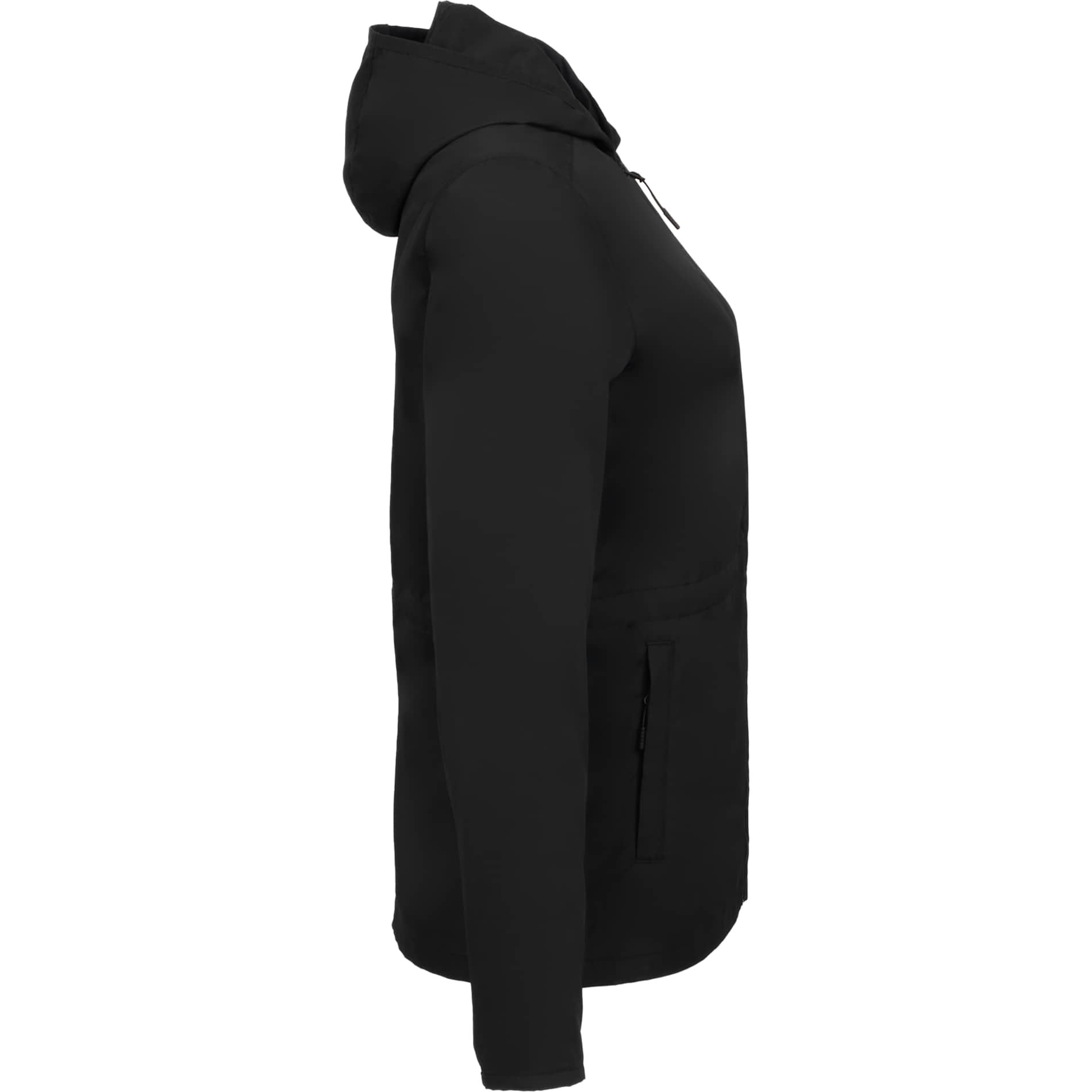 Right View of Black ANETO Lightweight Packable Jacket - Women's plain