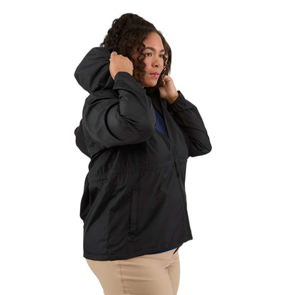 Right View of Black ANETO Lightweight Packable Jacket - Women's plain