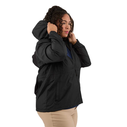 Right View of Black ANETO Lightweight Packable Jacket - Women's plain