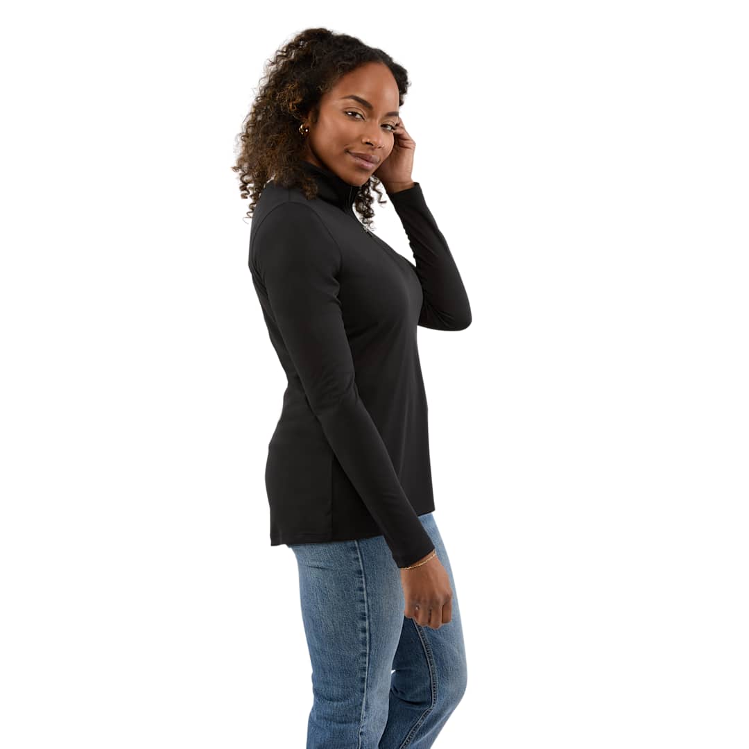 Right View of Black DARA Knit Quarter Zip - Women's plain