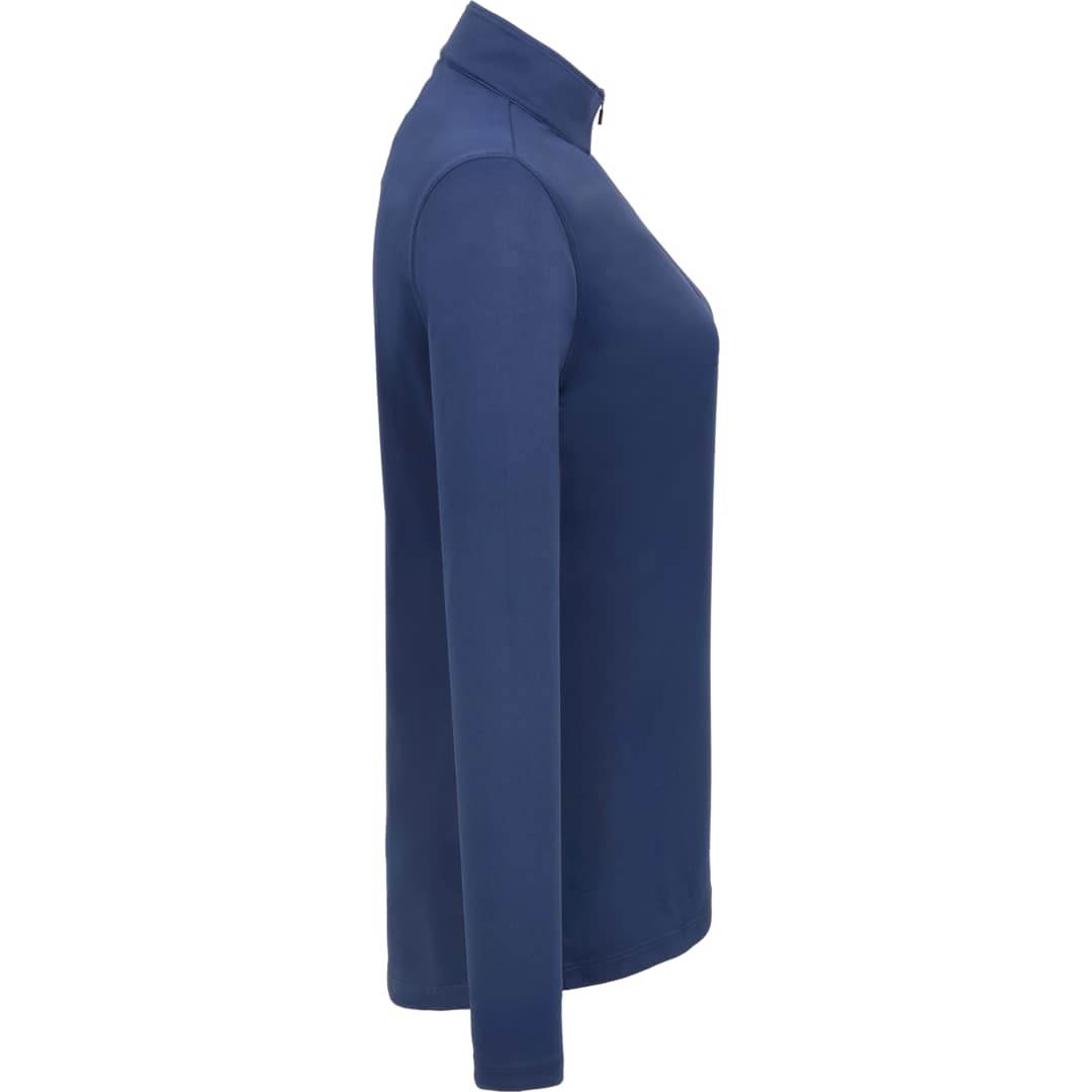 Right View of Blue DARA Knit Quarter Zip - Women's plain