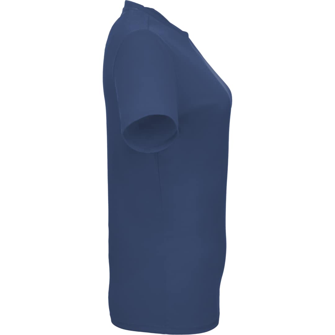 Right View of Blue DARA SS Tech Tee - Women's plain