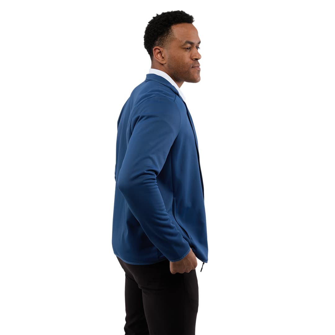 Right View of Blue TELICA Brush Back Fleece Jacket - Men's plain