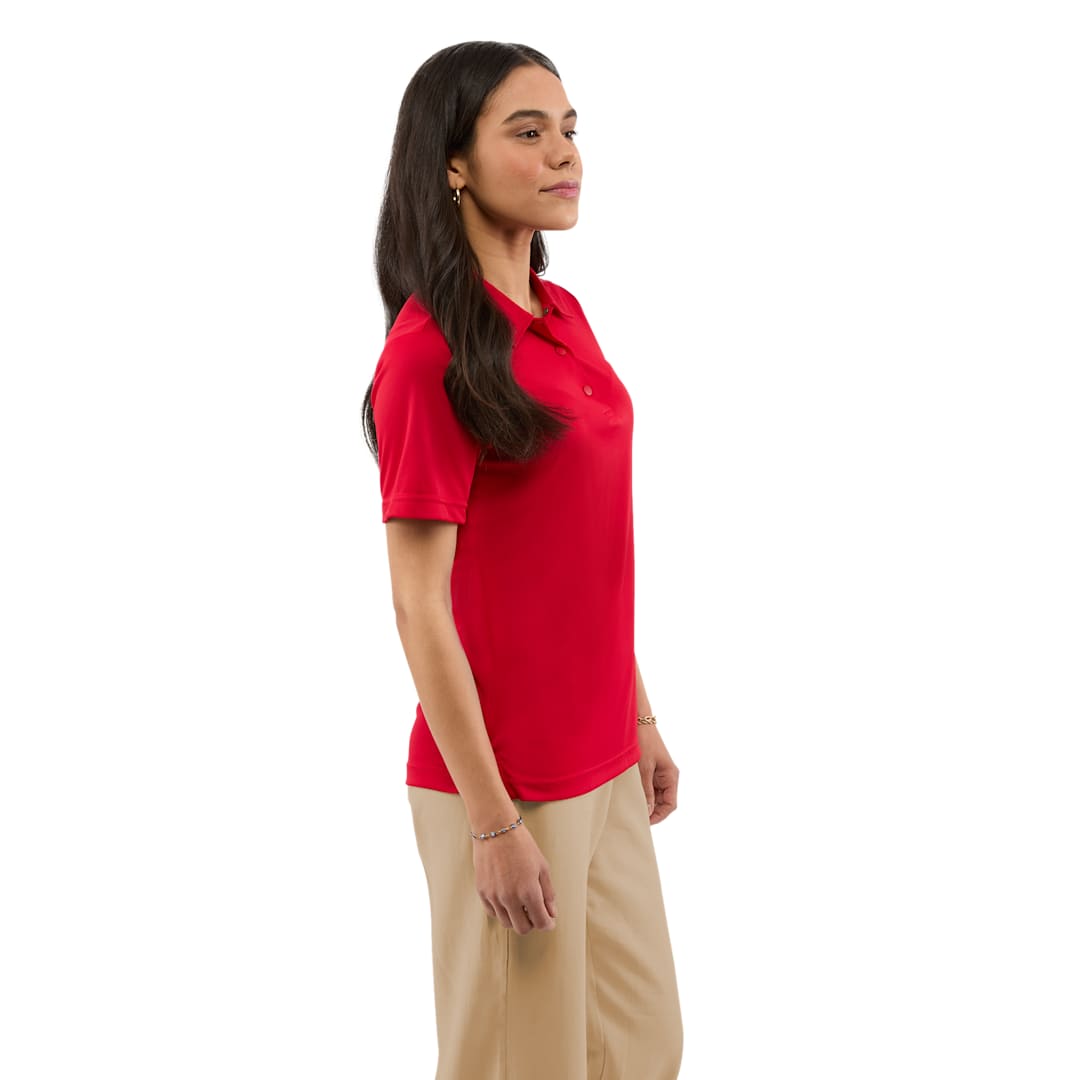 Right View of Red DARA SS Polo - Women's plain