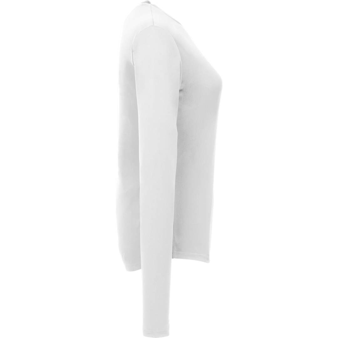Right View of White DARA LS Tech Tee - Women's plain