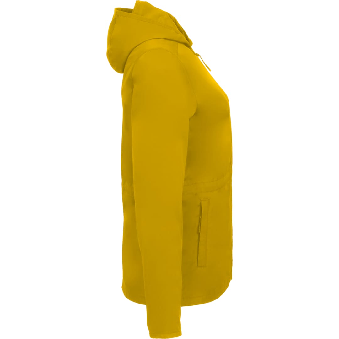 Right View of Yellow ANETO Lightweight Packable Jacket - Women's plain