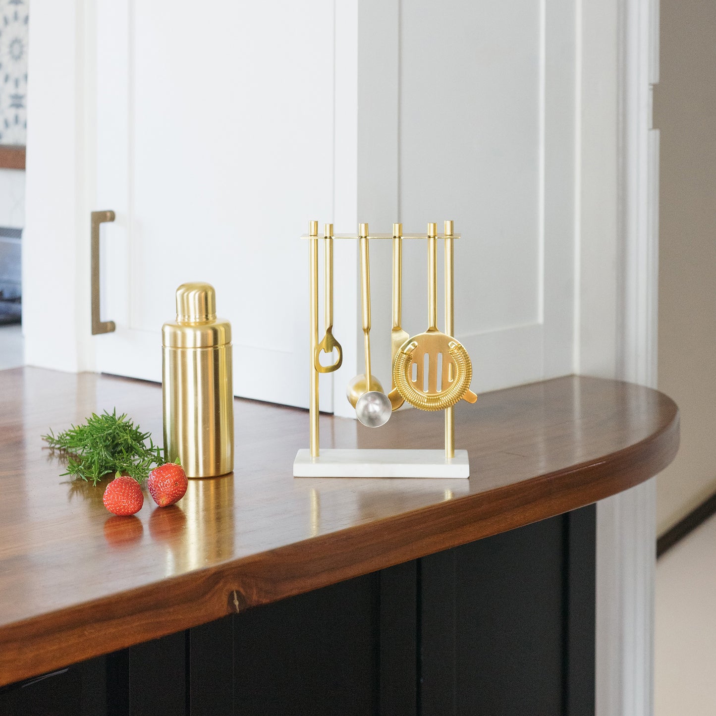 Marble/Matte Gold Be Home® Luxe Hanging Bar Tool Set