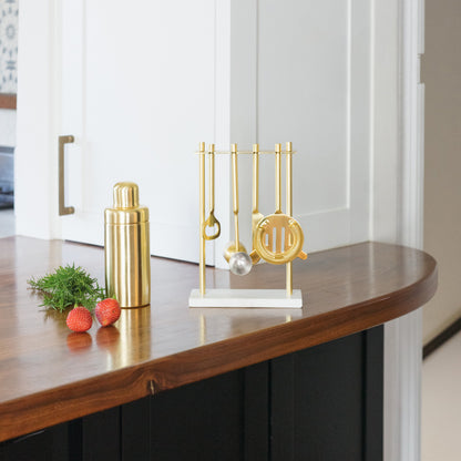 Marble/Matte Gold Be Home® Luxe Hanging Bar Tool Set