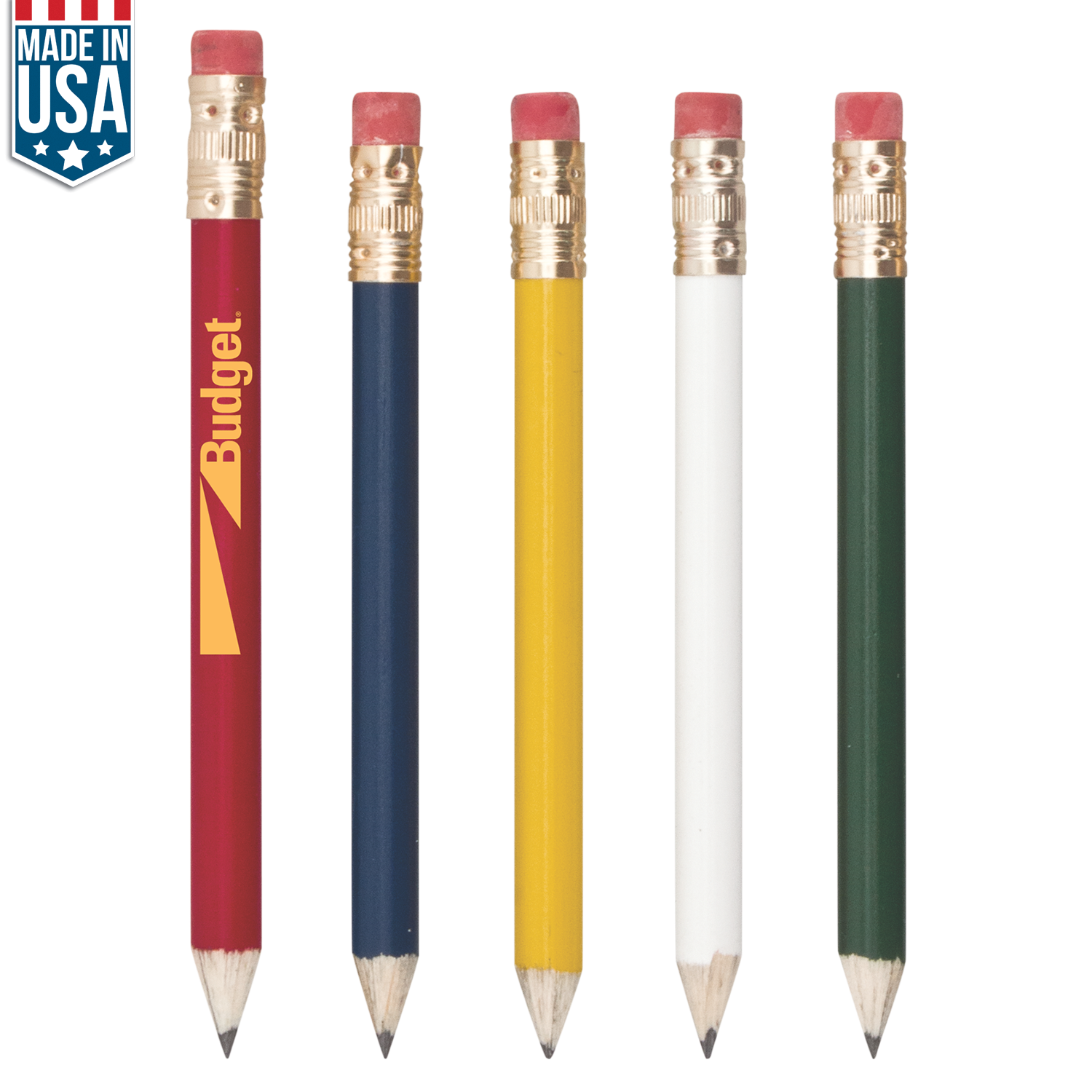 Blue Round Wooden Golf Pencil With Eraser