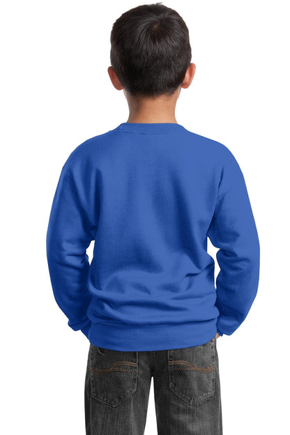 Royal Blue Port & Company Youth Core Fleece Crewneck Sweatshirt. PC90Y