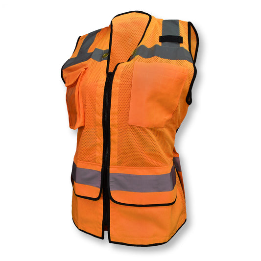 SV59W Ladies Heavy Duty Surveyor Safety Vest - Orange - Size XL
