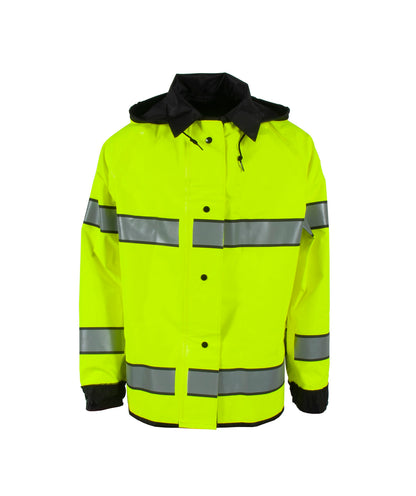 4703RJH3M Safe Officer Reversible Rain Jacket with Reflective Taping - Hi-Vis Lime/Black - Size 4X