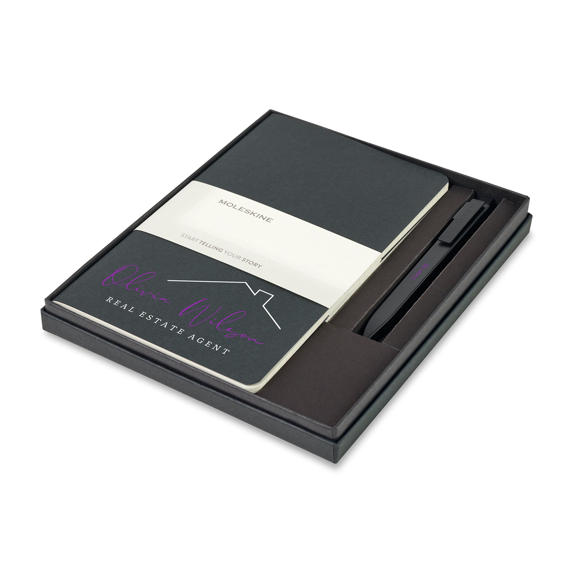 Black Moleskine® Large Cahier and GO Pen Gift Set