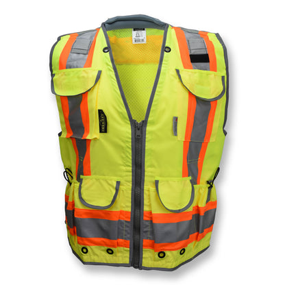 SV55 Class 2 Heavy Woven Two Tone Woven/Mesh Engineer Vest - Green - Size 2X