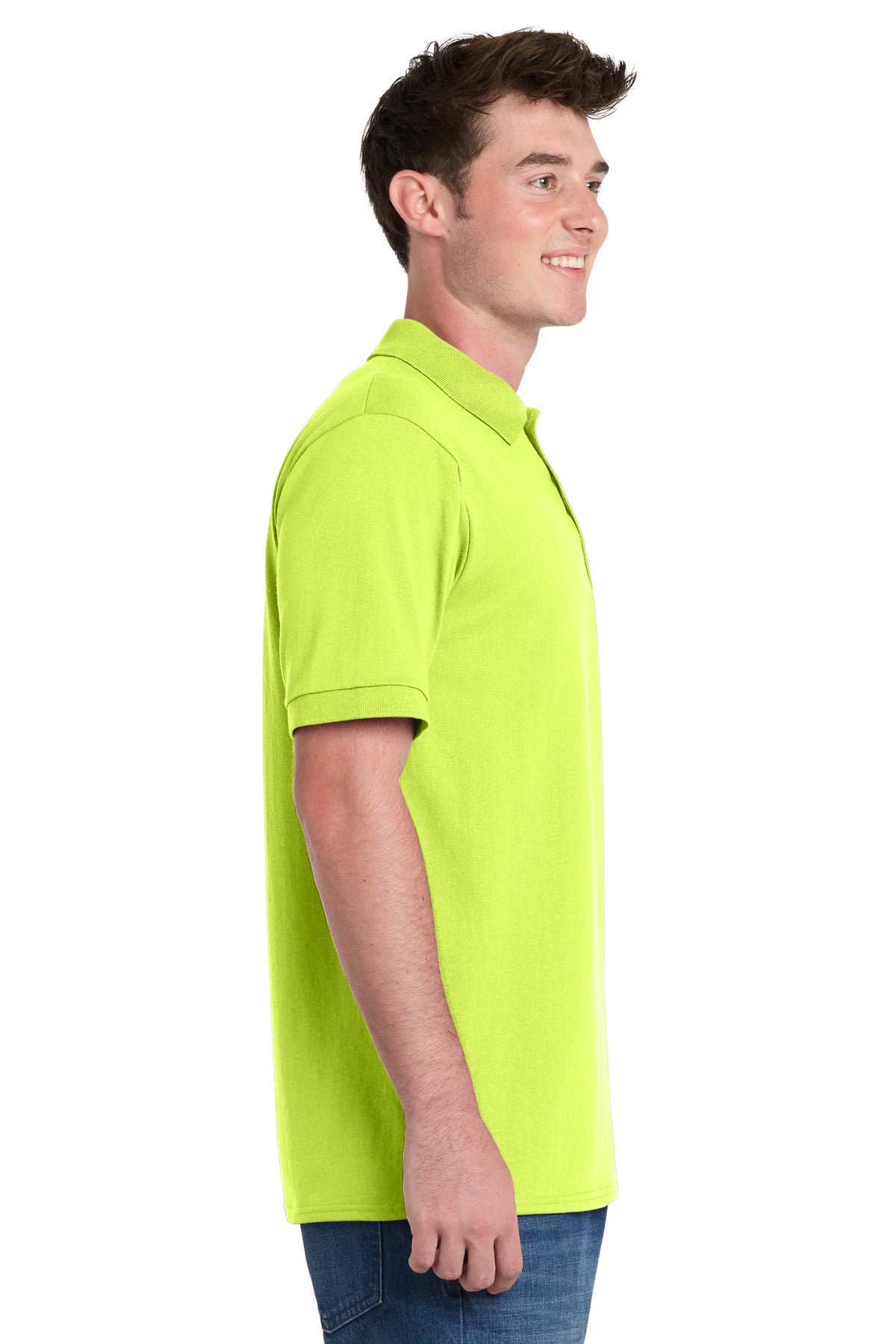 Safety Green Port & Company Core Blend Jersey Knit Pocket Polo. KP55P
